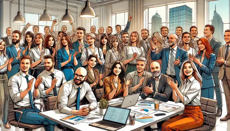 Management celebrating a business success